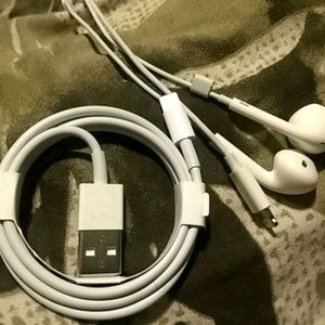Apple iPhone headphones and charger